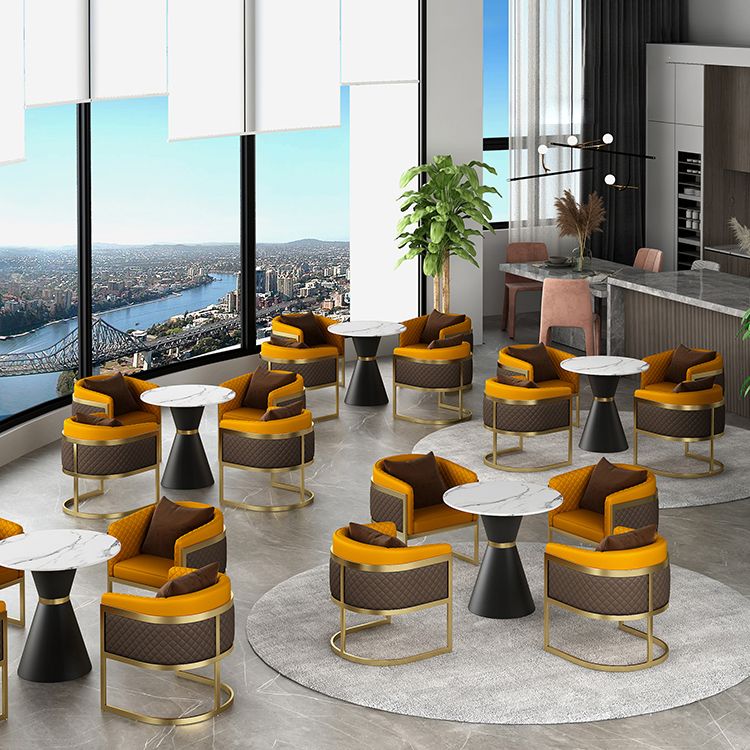 Glam Sintered Stone Dining Set Round 1/2/5 Pieces Dining Table Set for Home Use