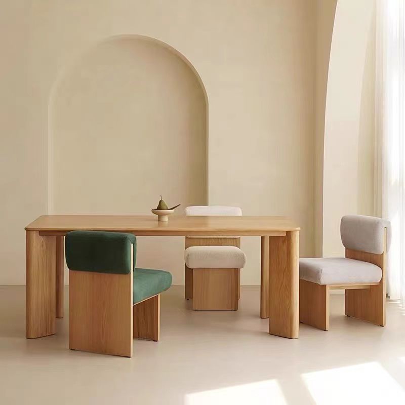 Solid Wood Dining Table Rectangle 4 Legs Dinner Table for Home Use