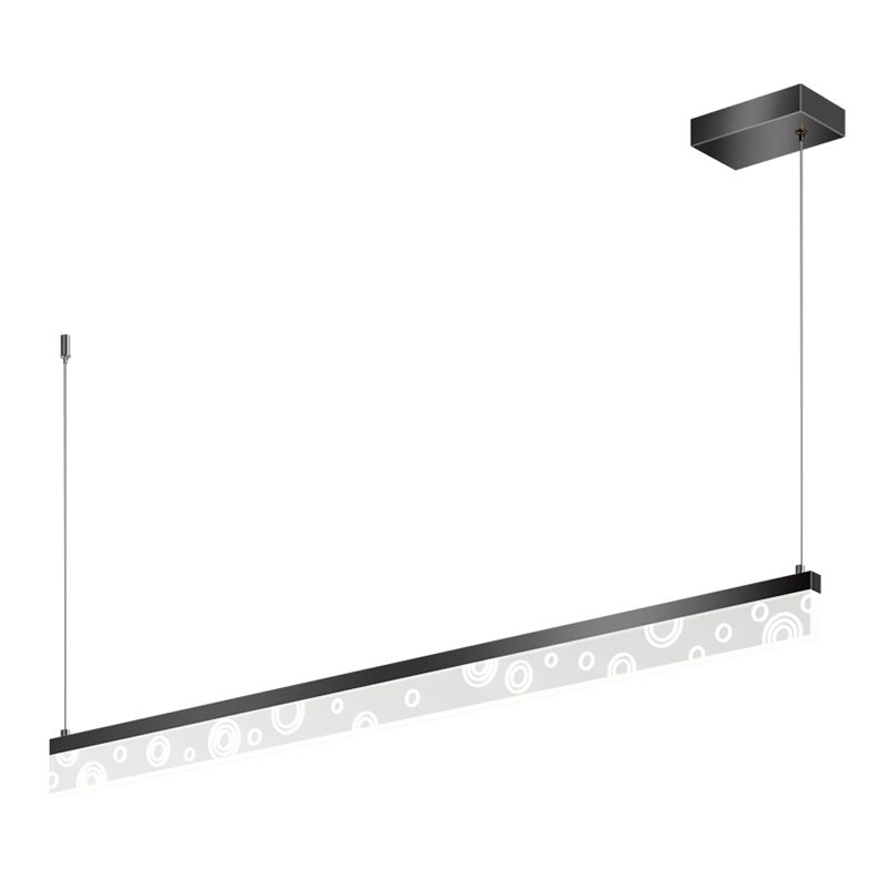 Idée d'éclairage d'île de forme linéaire Pendentif en île en métal moderne 1-Light en noir