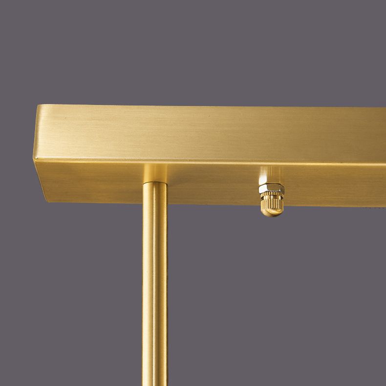 Minimalist Crystal Island Lamp, Luxury Linear Shade Island Light in Gold for Island Kitchen