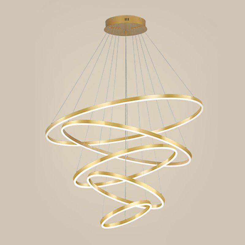 Multi-tier kroonluchter verlichtingsarmaturen Moderne ring kroonluchter lamp met witte acrylschaduw