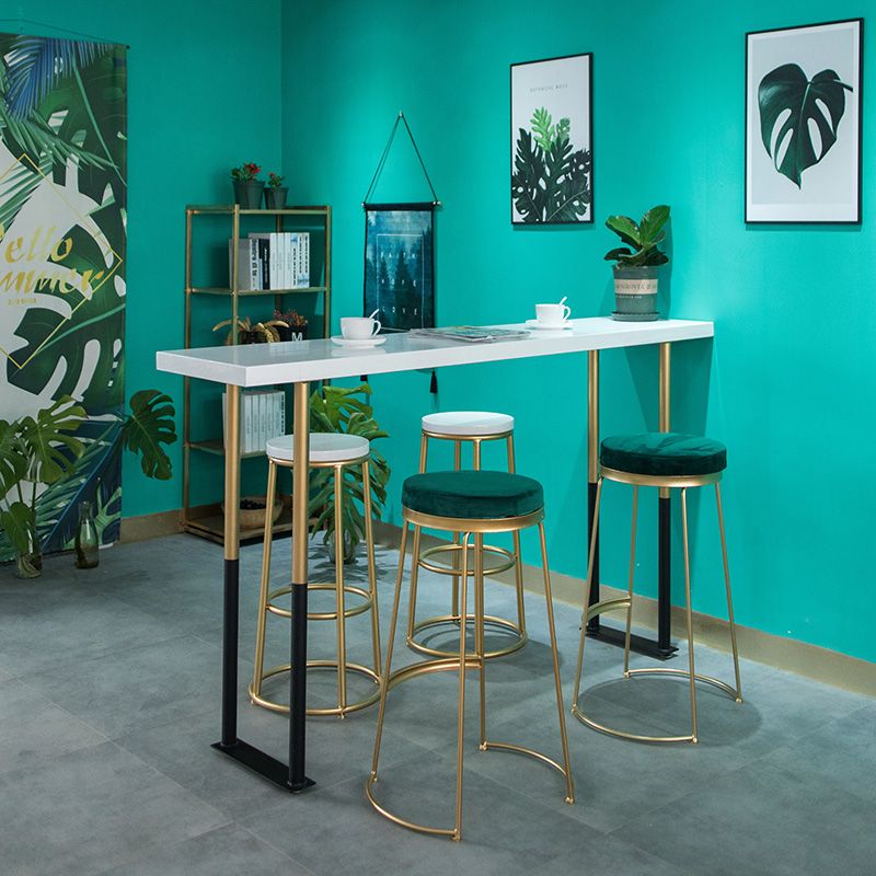 Glam Style Rectangle Bar Table Solid Wood Bar Dining Table for Home