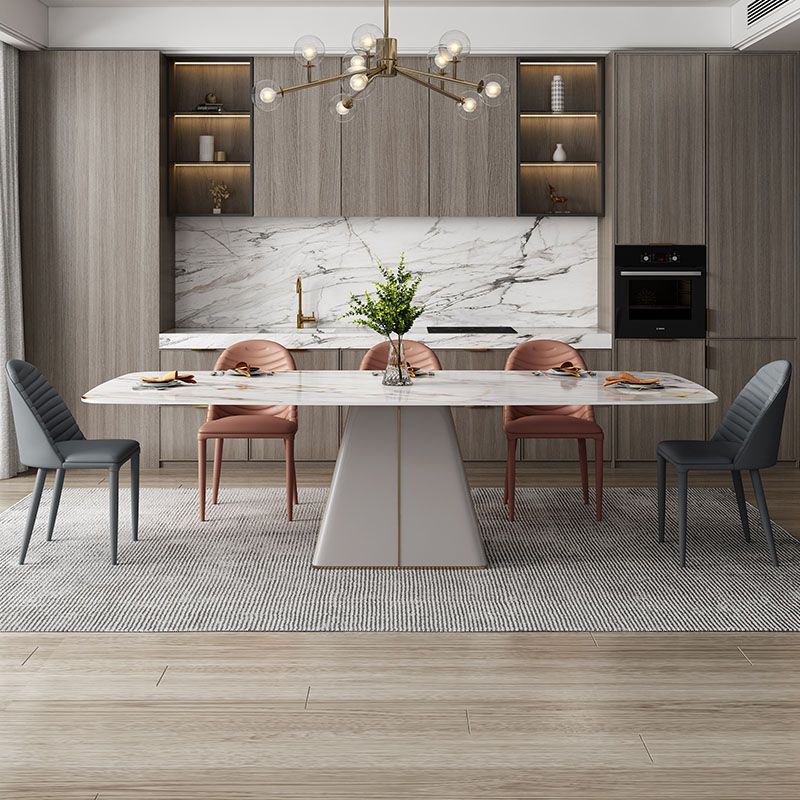 1/4/6/9 Pcs Dining Chairs Set  White Rectangular Dining Set with Leather Chairs