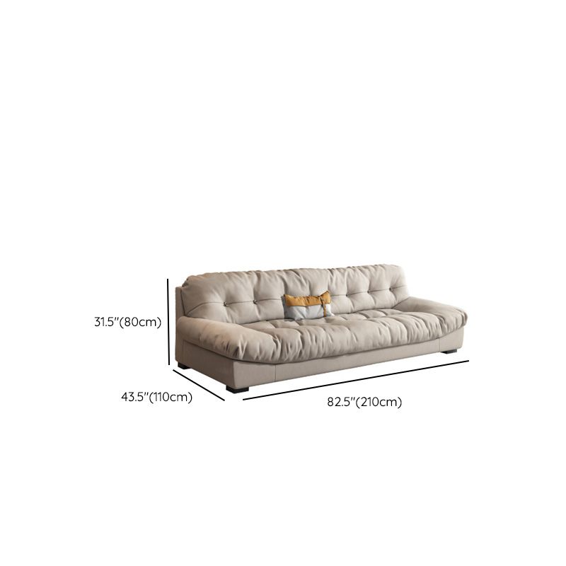 Scandinavian Beige Sofa with Tufted Back and Flared Arm for Living Room
