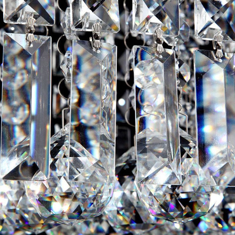 Modern Dining Chandelier Pendant Rectangle Crystal Hanging Lamp for Kitchen Dining Room