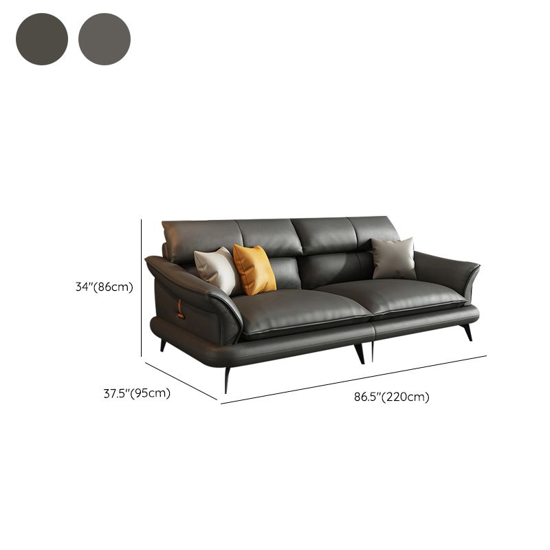 Modern Pillowed Back Cushions Black Sectional Flared Arm Chesterfield Sectional
