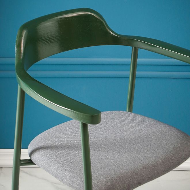 Contemporary Style Dining Chair Metal Open Back Dining Arm Chair