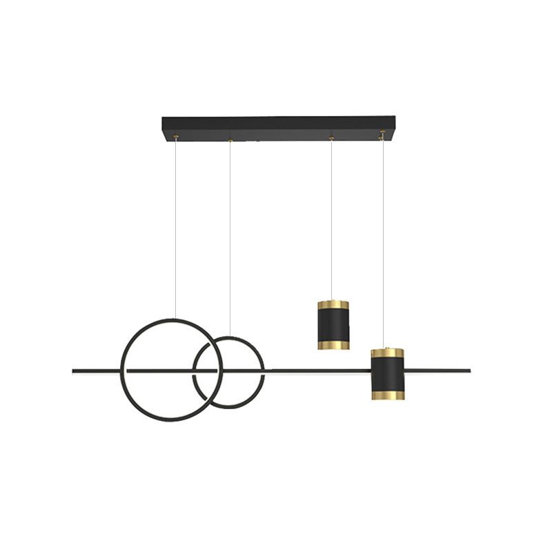 5-Light Contemporary Black/Golden Island Lighting LED Metal Ceiling Light for Dining Room