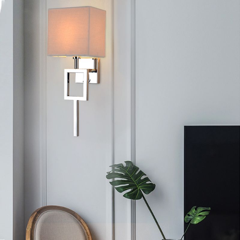Lampada quadrata contemporanea in tessuto lampada in tessuto LED Wall Sconce Sconce in beige per camera da letto