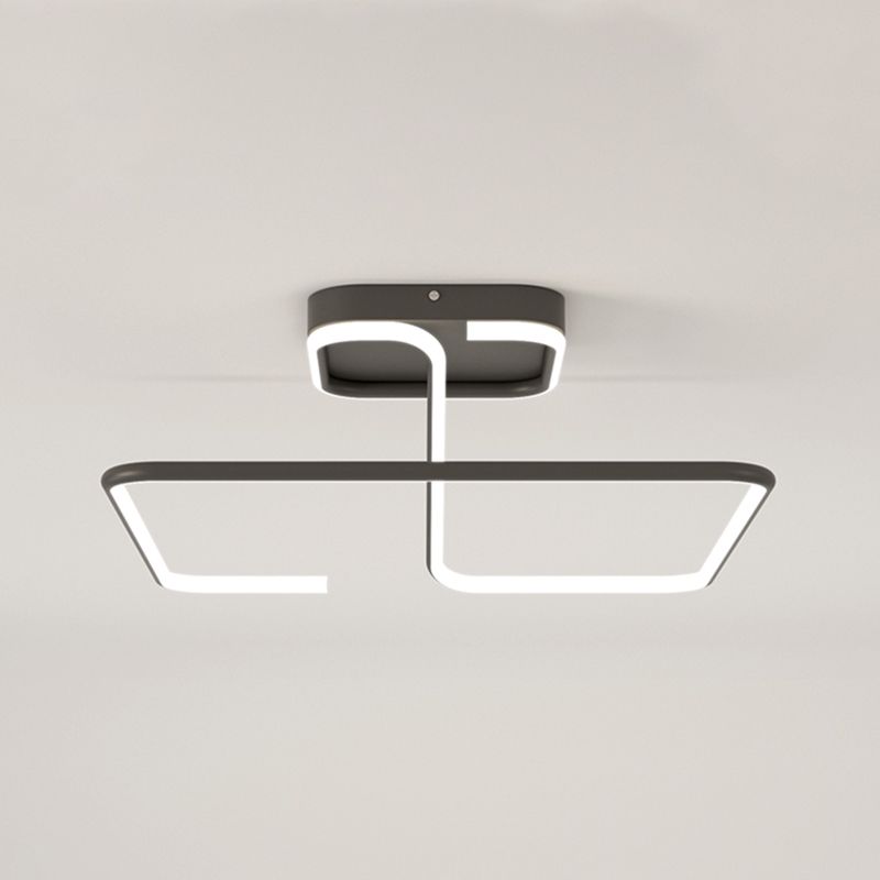 Line Shape LED Ceiling Lamp Modern Iron 1 Light Flush Mount for Study Bedroom