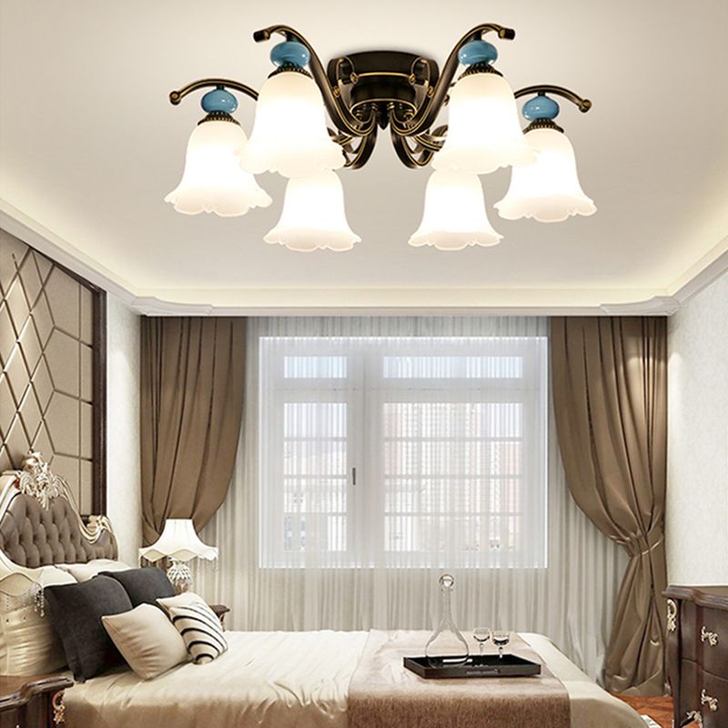Modern Flush Mount Light Simple Ceiling Lamp with Glass Shade for Living Room