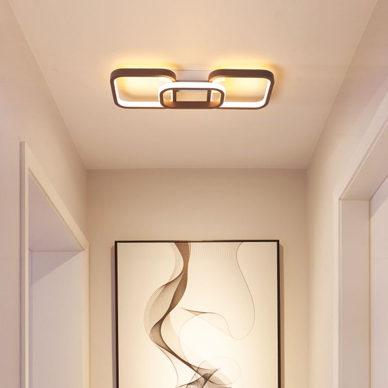 2/3/4 Heads Simple Square Flush Mount Ceiling Lamp Brown Hallway Ceiling Flush Mount in Warm/White