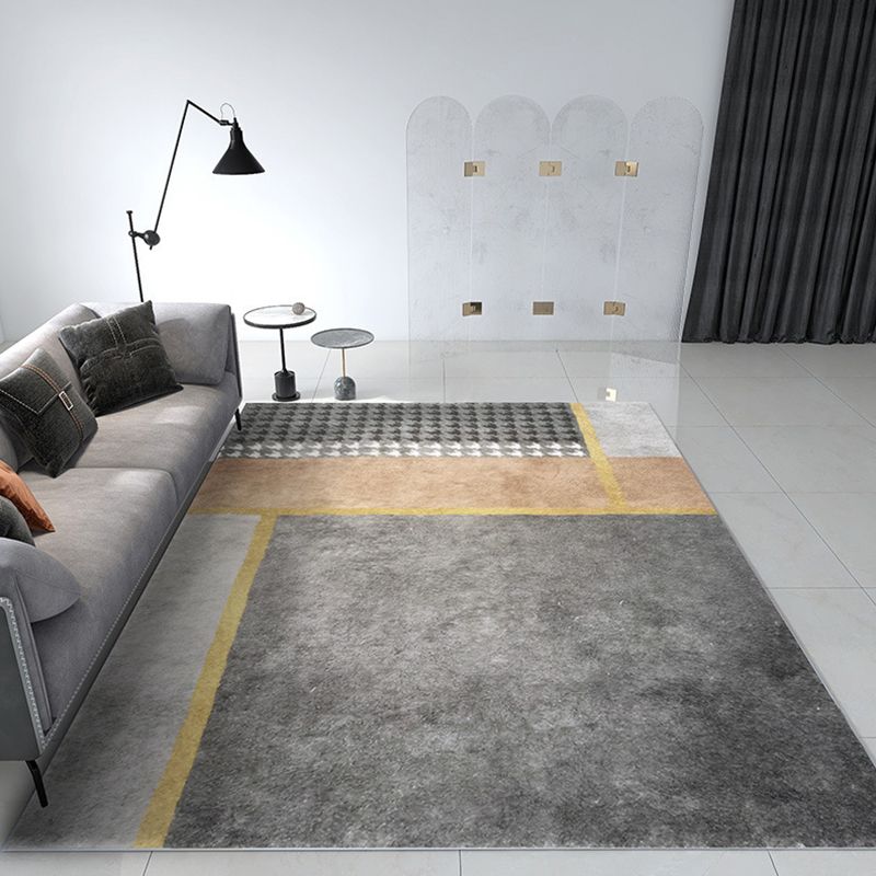 Modern Living Room Rug Abstract Pattern Carpet Polyester Area Rug with Non-Slip Backing