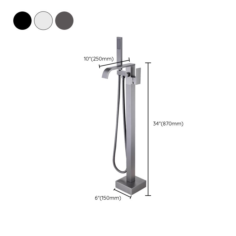 Floor Mounted Metal Freestanding Tub Filler Swivel Freestanding Faucet with Spray Gun