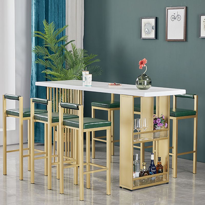 Wood Bar Table Traditional Luxury Rectangle Bar Counter Table with Double Pedestal