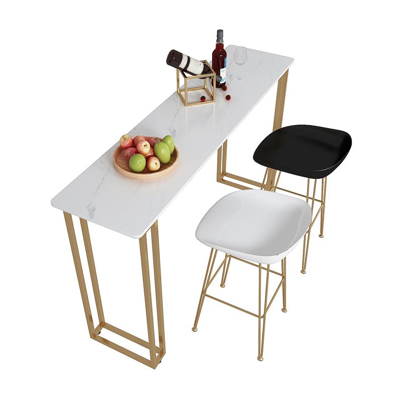 Contemporary Gold and White Counter Wine Table Marble Fixed Table Indoor Patio Bar Table