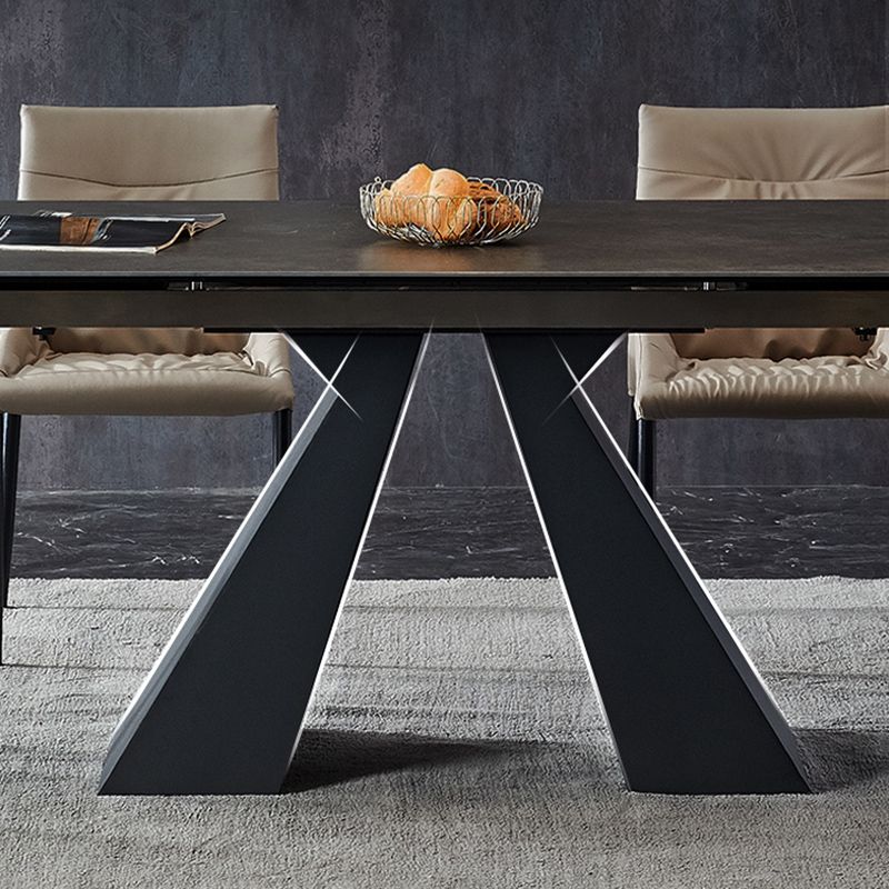Modern Simple Dining Table Rectangle Dinner Table with Metal Base for Dining Room