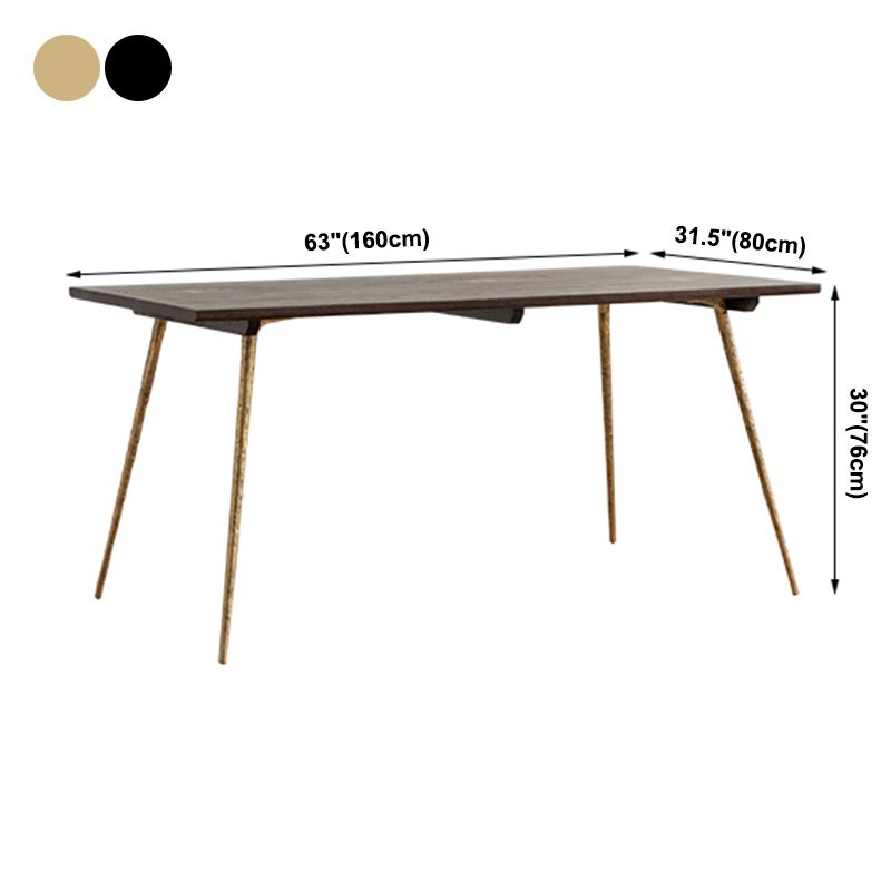 Mesa de comedor rectangular de madera de roble maciza en tono marrón, mesa industrial de 4 patas para comedor