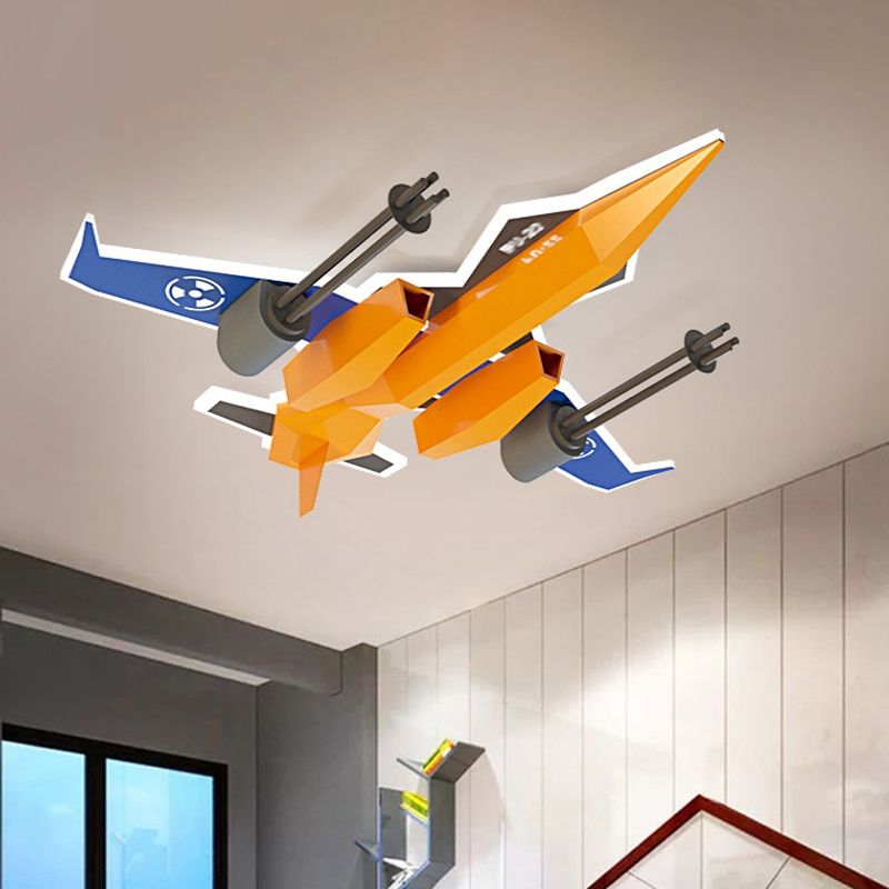 Fighter Figure Acrylic Ceiling Light Fixture Modernist LED Yellow Flush Mount Lamp for Children Room