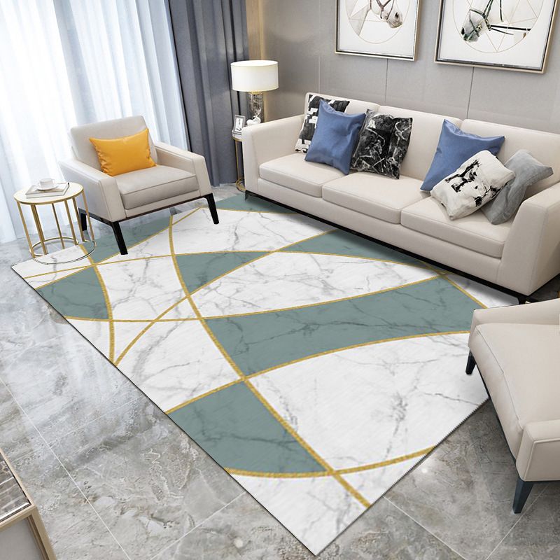 Blue Graphic Carpet Polyester Nordic Carpet Non-Slip Backing Carpet for Home Decoration