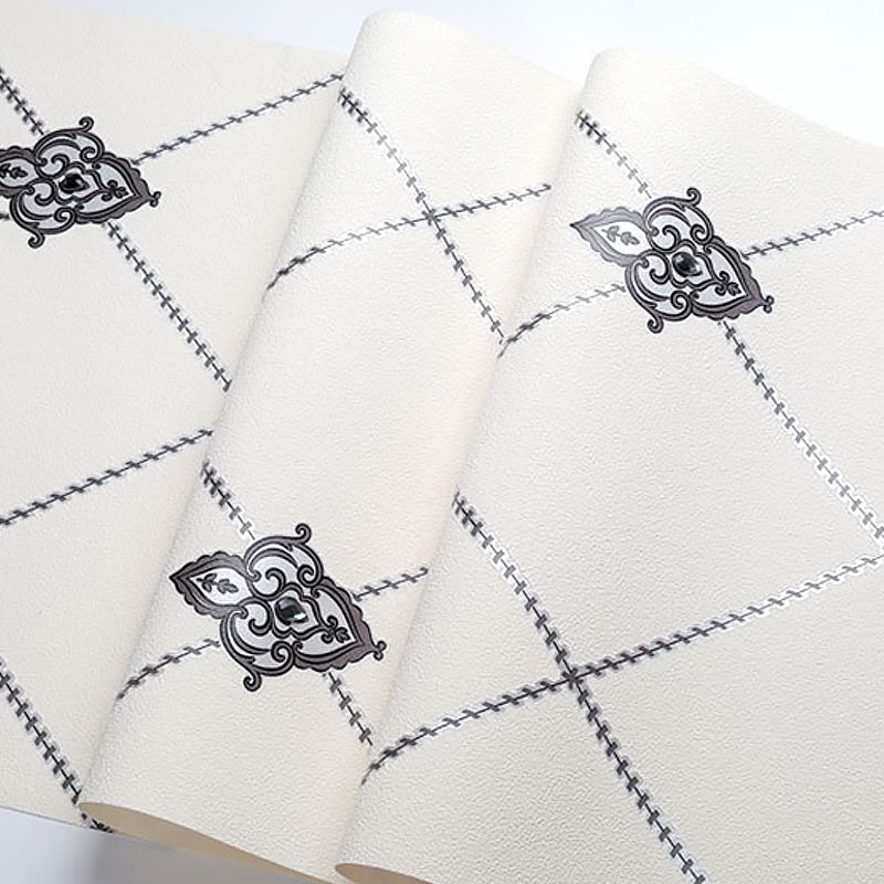 Stain-Resistant Trellis Wallpaper Flock Material Modern Style Wall Art for Living Room