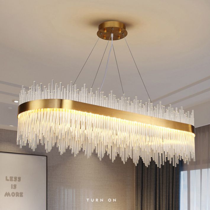 Crystal Sticks Pendant Lighting Minimalist Gold LED Island Lighting Fixture for Dinner