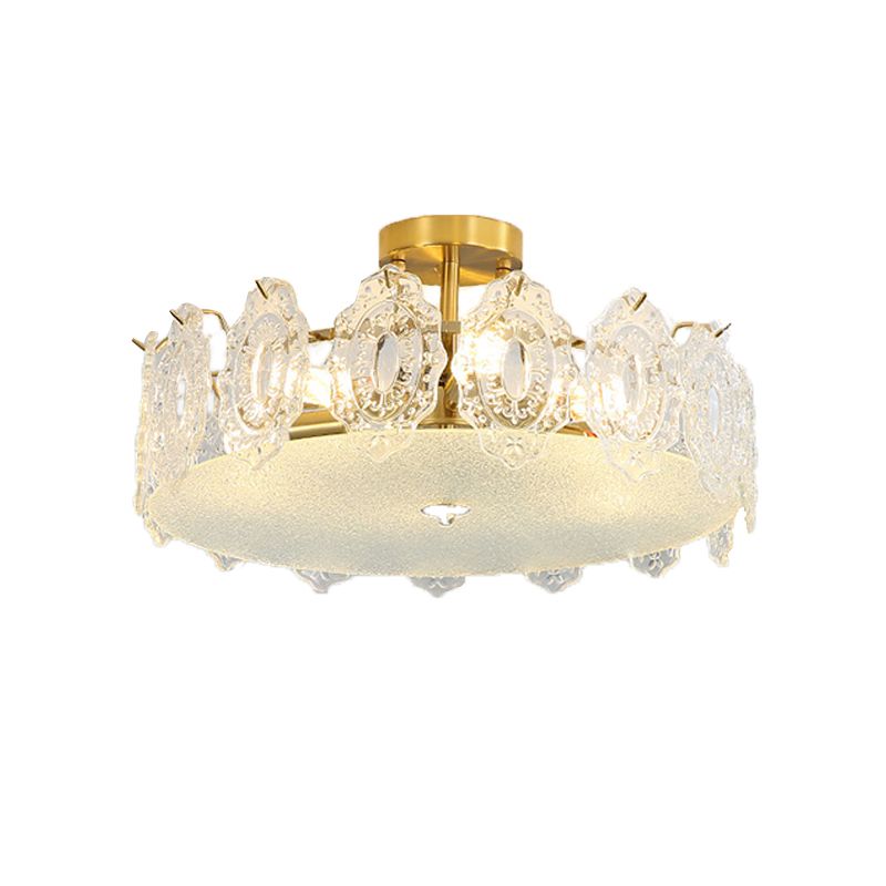 Contemporary Ceiling Lamp Household Glass Shade Flush Mount Light Fixture
