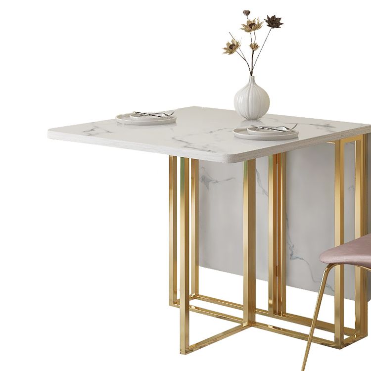 Mesa de comedor de mármol con faux contemporáneo Mesa de rectángulo de base para el hogar para el hogar