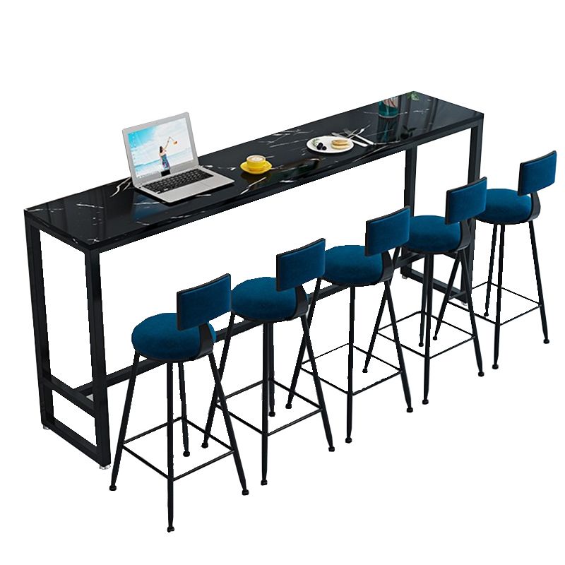 Indoor Glam Bar Dining Table Rectangle Bar Stool Table with Footrest