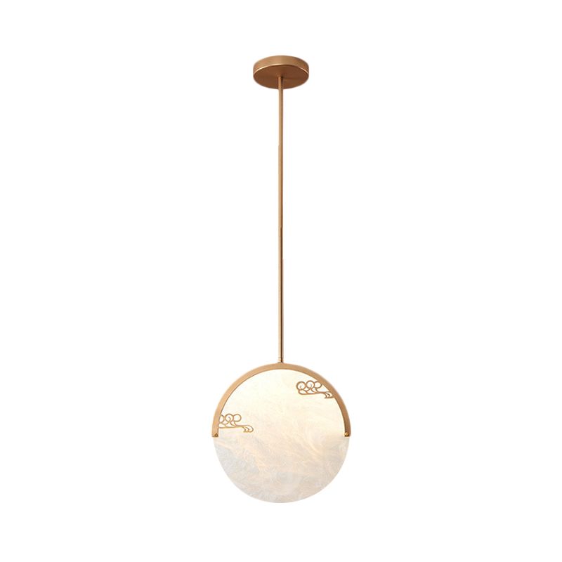 8"/12" Wide 1 Light Round Drop Pendant Traditional Black/Gold Acrylic Down Lighting for Corridor