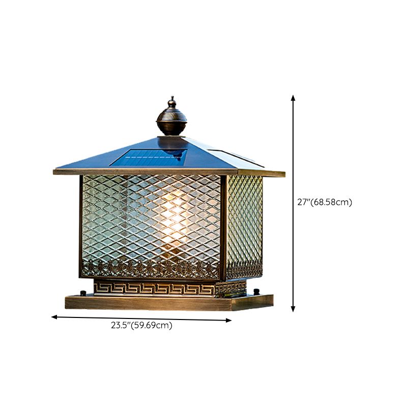Modern LED Pillar Lamp Simple Solar Lighting Fixture with Glass Shade for Garden