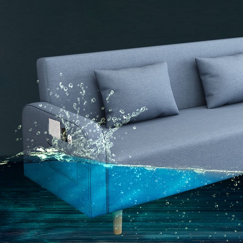 Contemporary Sofa with 2 Pillows Convertible Square Arm Seating