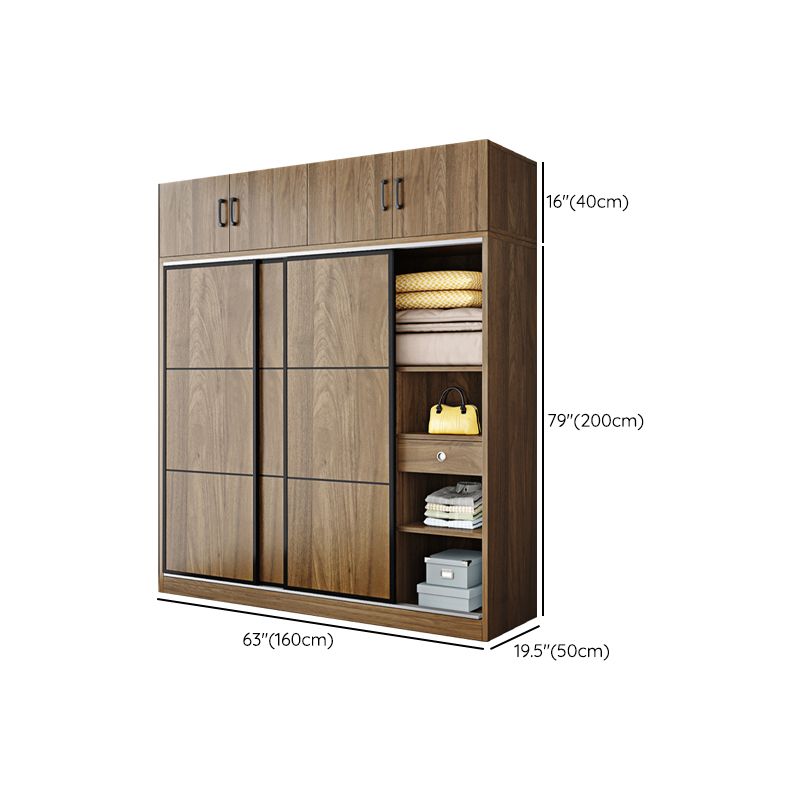 Modern Style Freestanding Wardrobe Pine Wood Wardrobe with Drawer