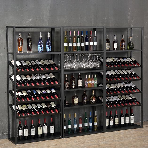 70"H Metal Floor Wine Bottle & Glass Rack Industrial Wine Rack