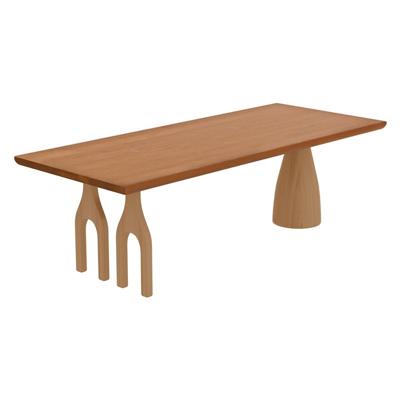 Modern Pine Wood Table for Restaurant Rectangle Dining Table with 3 Legs