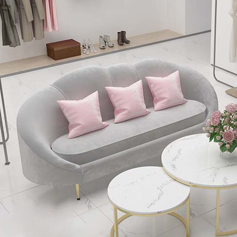 Velvet Curved Sofa Contemporary Sloped Arm Sofa for Living Room