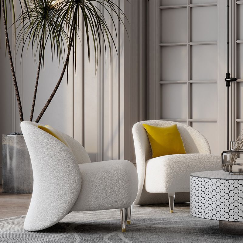 White Modern Sofa for Living Room Minimalist Tuxedo Arm Sofa