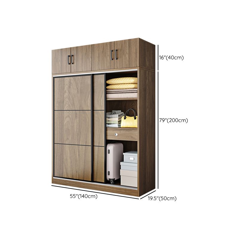 Modern Style Freestanding Wardrobe Pine Wood Wardrobe with Drawer