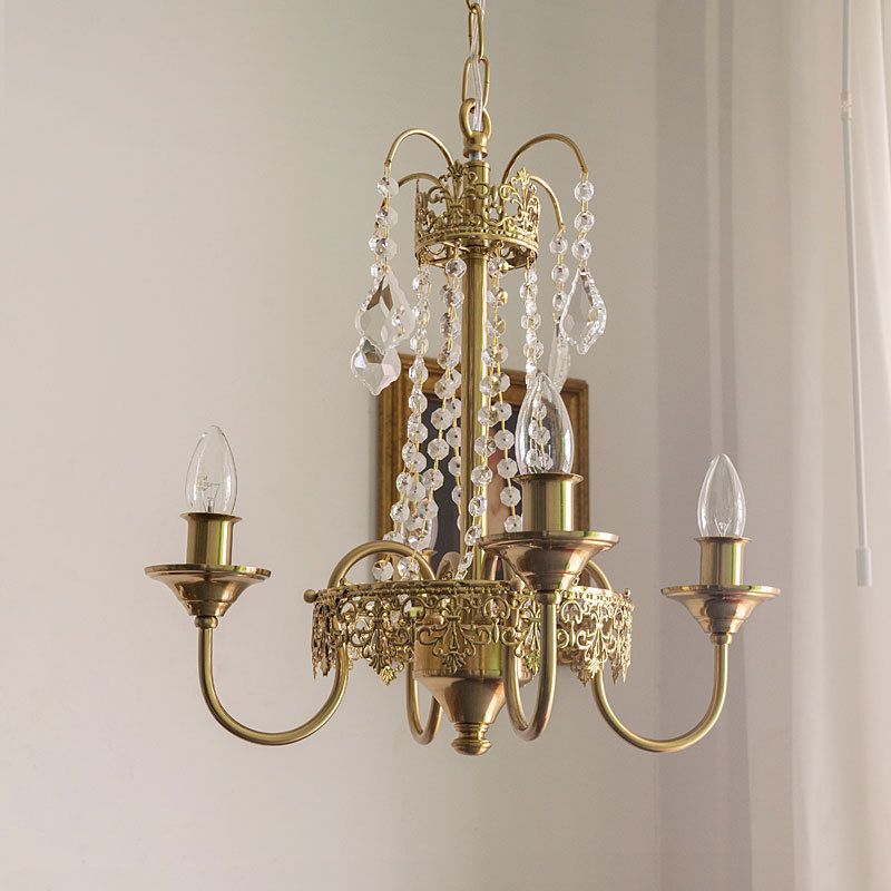 Lustre suspendu en métal post-moderne 5 lustre de plafond de bougie en or clair pour chambre à coucher