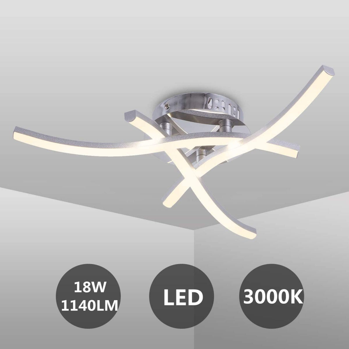 Crossed Line Living Room Semi Mount Lighting Metal LED Contemporary Close to Ceiling Lighting in Chrome