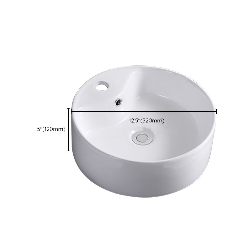 Contemporary Bathroom Sink with Single Faucet Hole Porcelain Round Vessel