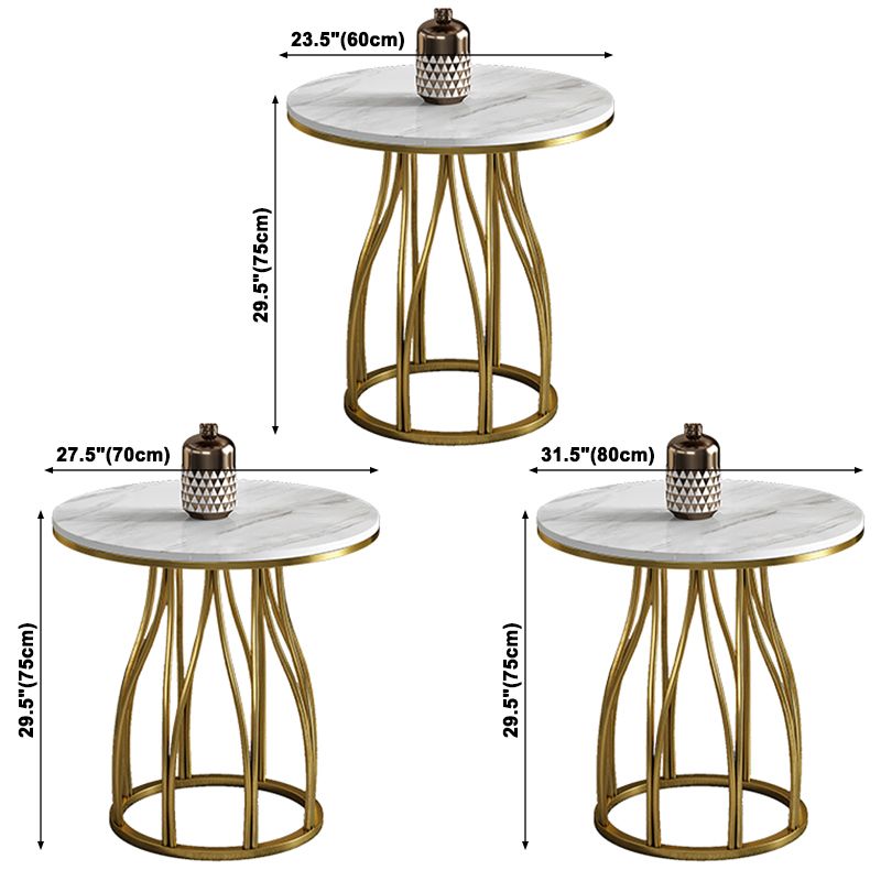 Luxury Style Sintered Stone Dining Table Metallic Single Pedestal Base Round Table for Home
