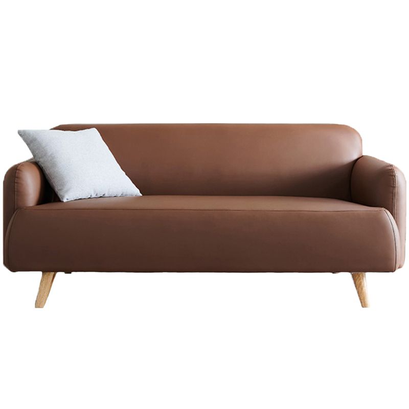 Faux Leather Recessed Arm Sofa Contemporary Standard Sofa,  31.49" W