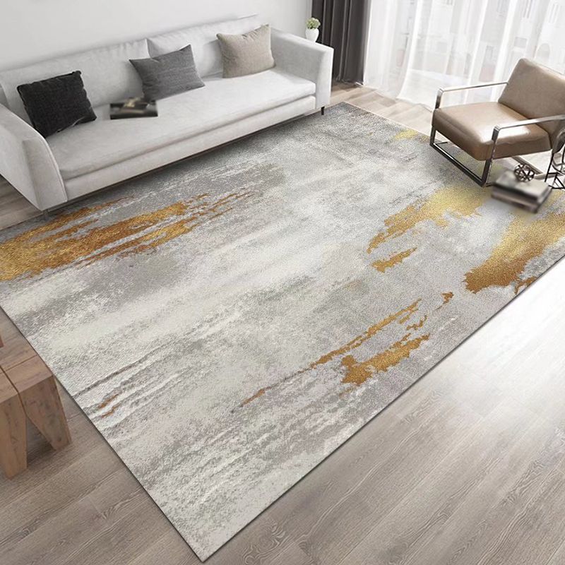 Beige Striped Rug Polyester Modern Rug Stain Resistant Rug for Living Room