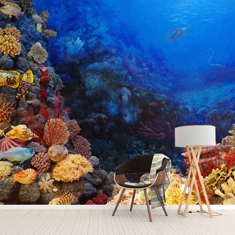 Beautiful Undersea World Tropics Wall Mural in Blue Underwater Scenery Wall Decor for Bedroom