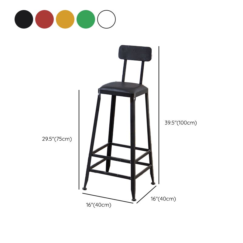 Industrial Dining Stools Armless Square Bar Stools with Footrest