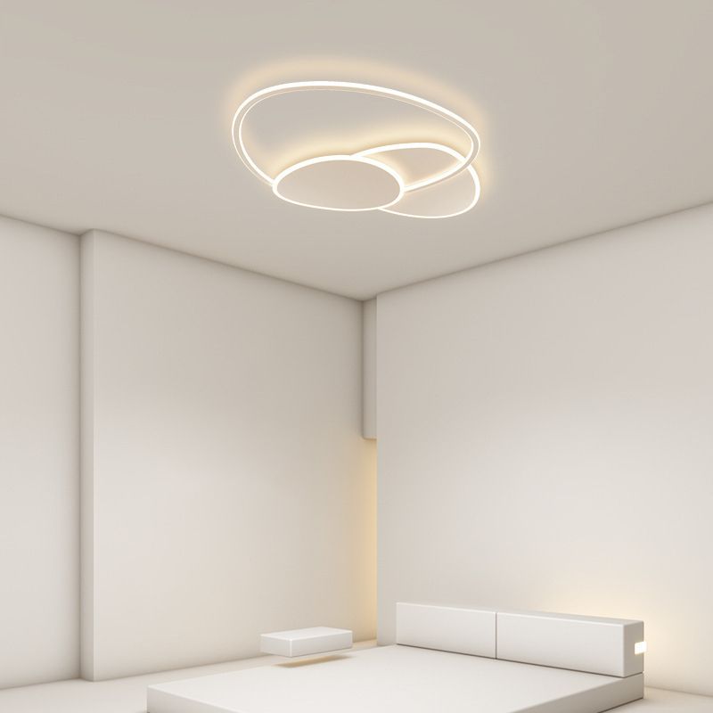 Modern Style Geometry Ceiling Lights Metal 3 Light Ceiling Lamps for Bedroom in White