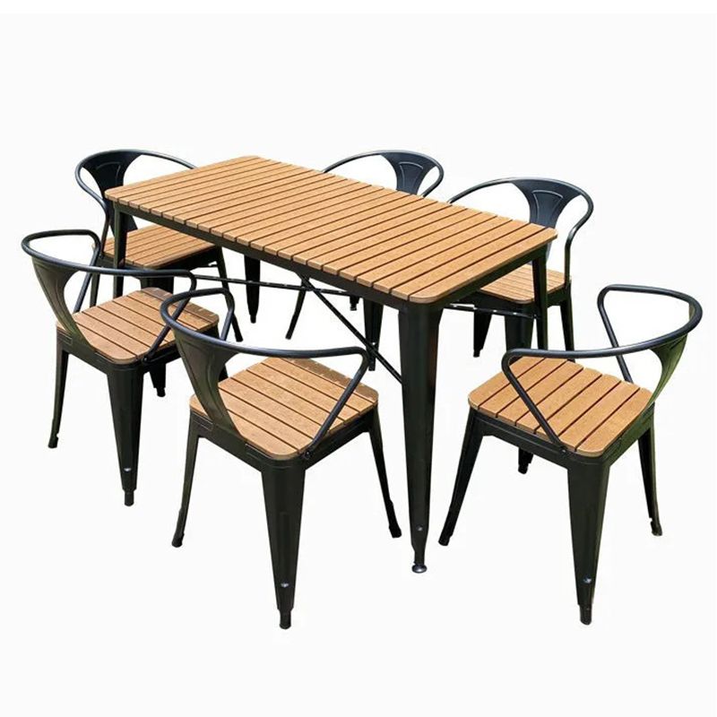 Industrial 1/3/5/7 Pieces Metal Dining Set Reclaimed Wood Table Set for Outdoor