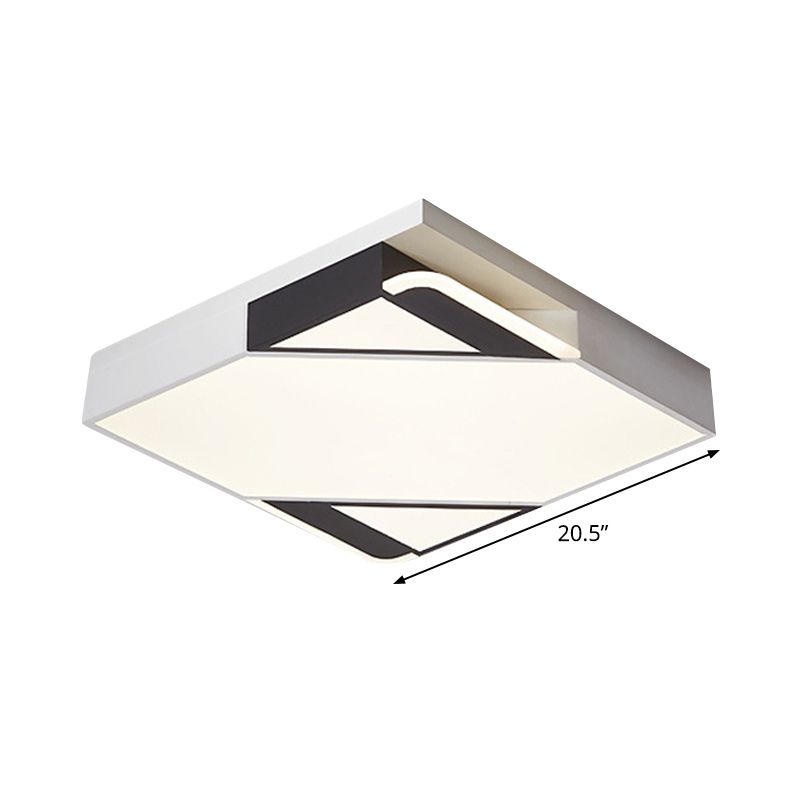 Simple Square/Rectangle Splicing Flush Light Iron Bedroom LED Ceiling Light Fixture in White/3 Color Light