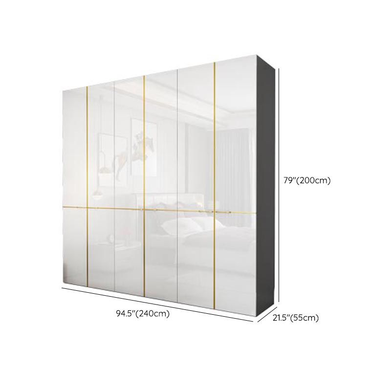 Modern Rectangle Wardrobe Cabinet Wooden White Cabinet with Clothes Rail